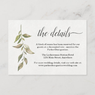 Tarjeta De Recepción Información de color de agua/Tarjeta de envoltura 