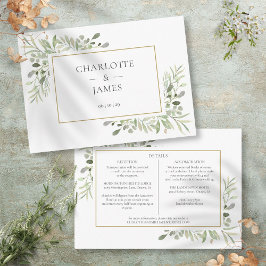 Tarjeta De Recepción Información de detalles de boda con vegetación en 