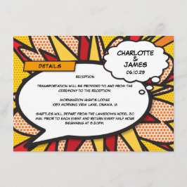Tarjeta De Recepción Información de Detalles de Boda de Cómic Divertido