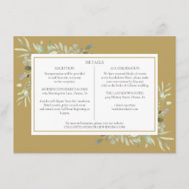 Tarjeta De Recepción Información de detalles del Boda Elegant Gold Gree