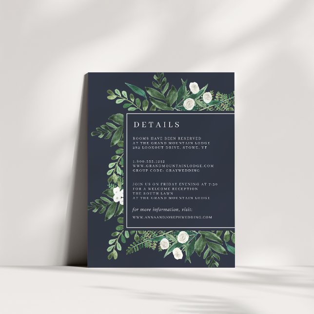 Tarjeta De Recepción Información de invitado botánico de acuarela de Gr (Subido por el creador)
