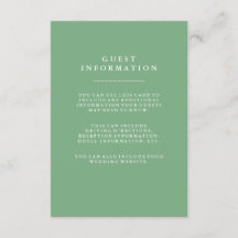 Información de invitado de Boda suave y verde