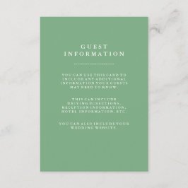 Tarjeta De Recepción Información de invitado de Boda suave y verde