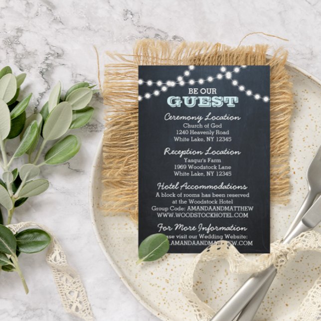 Tarjeta De Recepción Información de invitado de Chalkboard Lights Aqua  (Subido por el creador)