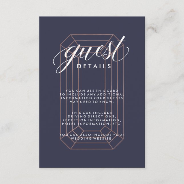 Tarjeta De Recepción Información de invitado de diamantes geométrico az (Anverso)