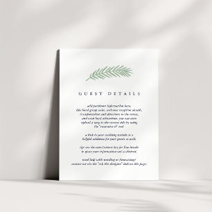 Tarjeta De Recepción Información de invitado de Holly y Pine