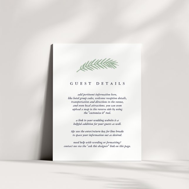 Tarjeta De Recepción Información de invitado de Holly y Pine (Subido por el creador)