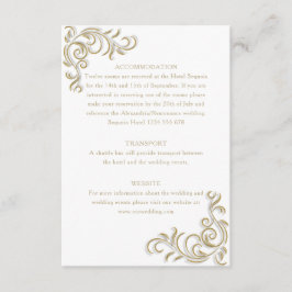 Tarjeta De Recepción Información de invitado de oro elegante