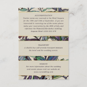 Tarjeta De Recepción Información de invitado del boda botánico acuarela