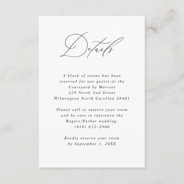 Tarjeta De Recepción Información de invitado del Boda de caligrafía min (Anverso)