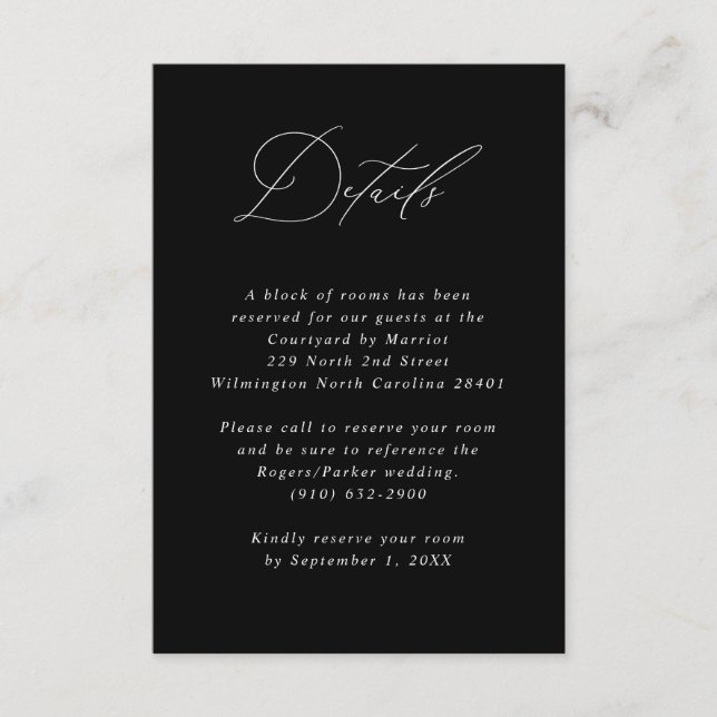 Tarjeta De Recepción Información de invitado del Boda de caligrafía min (Anverso)