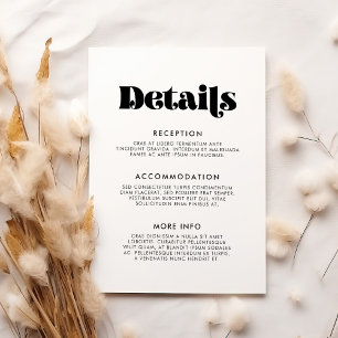 Tarjeta De Recepción Información de invitado del boda de guiones retro