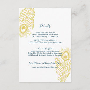 Tarjeta De Recepción Información de invitado del Boda de Peacock Gold E