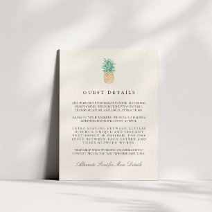 Tarjeta De Recepción Información de invitado del Boda de piña de época
