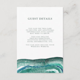 Tarjeta De Recepción Información de invitado del Boda Geode Verde azula