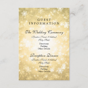 Tarjeta De Recepción Información de invitado Gold Winter Wonderland