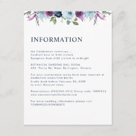 Tarjeta De Recepción Información de invitado morado y floral azul/Otros