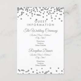 Tarjeta De Recepción Información de invitado Purpurina Plata Confetti B
