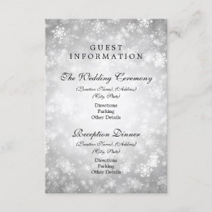 Tarjeta De Recepción Información de invitado Silver Winter Wonderland