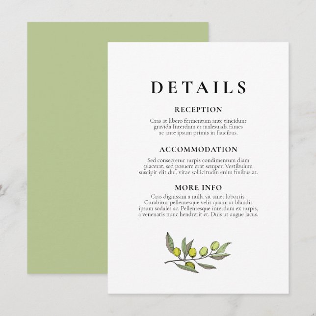 Tarjeta De Recepción Información de invitados de bodas de sucursales de (Anverso / Reverso)