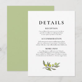 Tarjeta De Recepción Información de invitados de bodas de sucursales de
