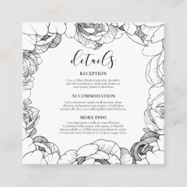 Tarjeta De Recepción Información de invitados de bodas sobre peonías ne