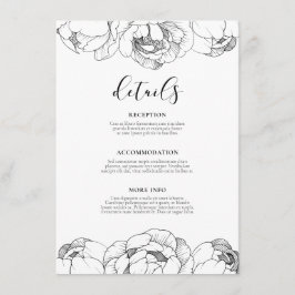 Tarjeta De Recepción Información de invitados de bodas sobre peonías ne