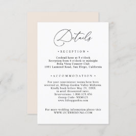 Tarjeta De Recepción Información de Invitados en Blanco y Negro Detalle