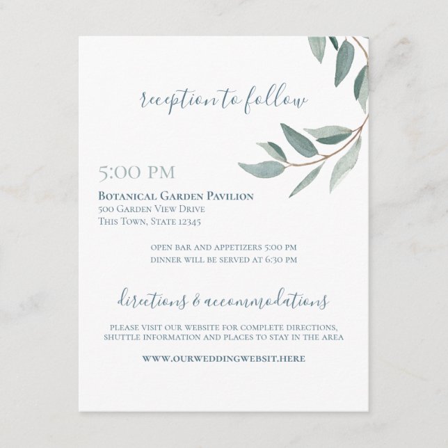 Tarjeta De Recepción Información de la cicatriz de acuarela botánica y  (Anverso)