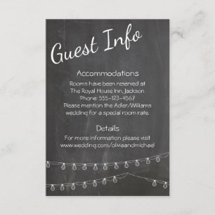 Tarjeta De Recepción Información de la huésped de la pizarra con las