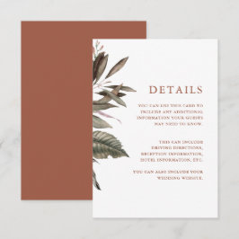 Tarjeta De Recepción Información de los huéspedes de Terracotta