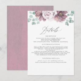 Tarjeta De Recepción Información de Mauve Floral Boda