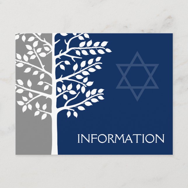 Tarjeta De Recepción Información de Mitzvah sobre el árbol de la marina (Anverso)