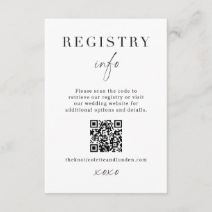 Tarjeta De Recepción Información de Registro de Boda Moderna Incluida E