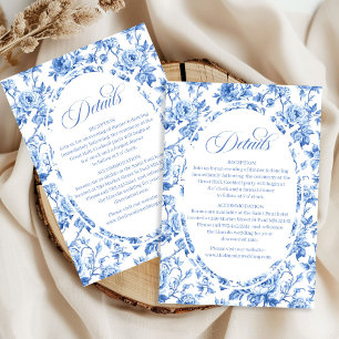 Tarjeta De Recepción Información de viaje de boda en toile de azul polv
