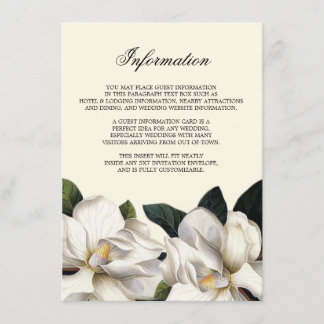 Tarjeta De Recepción Información del Boda botánico del sur Insertar