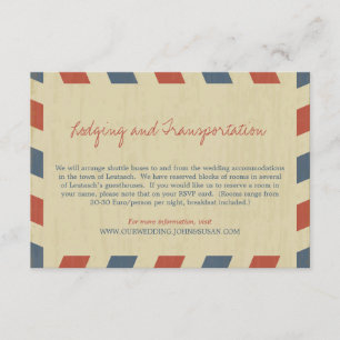 Tarjeta De Recepción Información del Boda de Antiguo Airmail