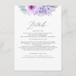 Tarjeta De Recepción Información del Boda de Dusty Purple Floral