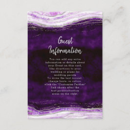 Tarjeta De Recepción Información del Boda de Geode púrpura y plateado d