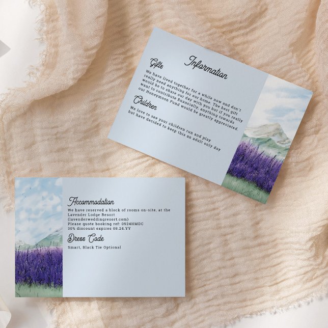 Tarjeta De Recepción Información del Boda de Mountain Lavender (Double-sided Information and Details Card from my Mountain Lavender Wedding Collection
)