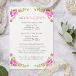 Tarjeta De Recepción Información del Boda de Plata Floral de Peonies Ro
