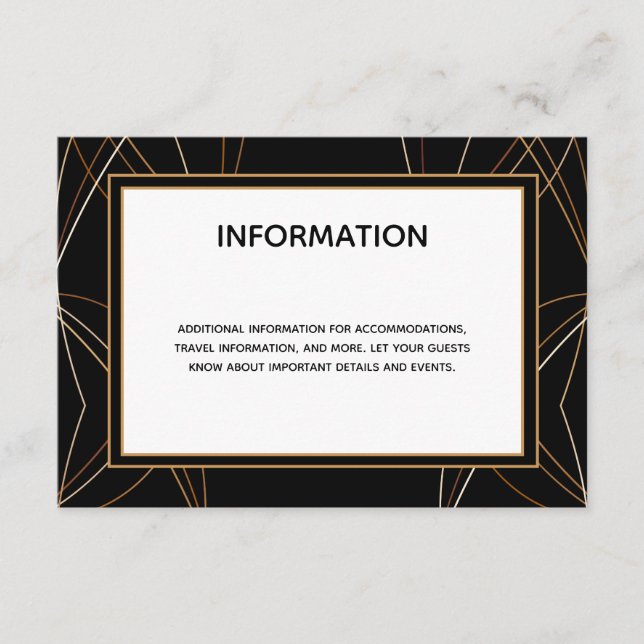 Tarjeta De Recepción Información del Boda de resumen de líneas de cobre (Anverso)