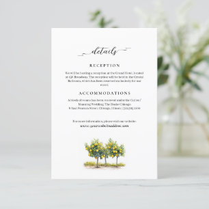 Tarjeta De Recepción Información del Boda de verano de limón toscano