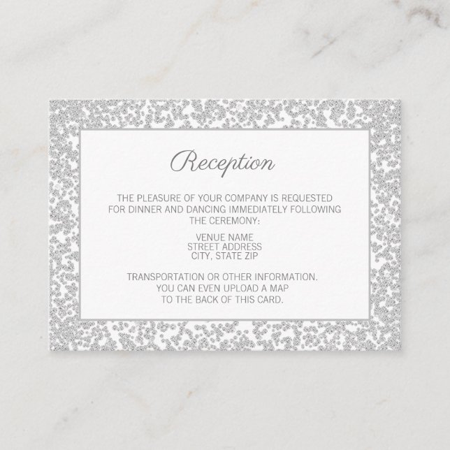 Tarjeta De Recepción Información del Boda del Purpurina de diamantes de (Anverso)