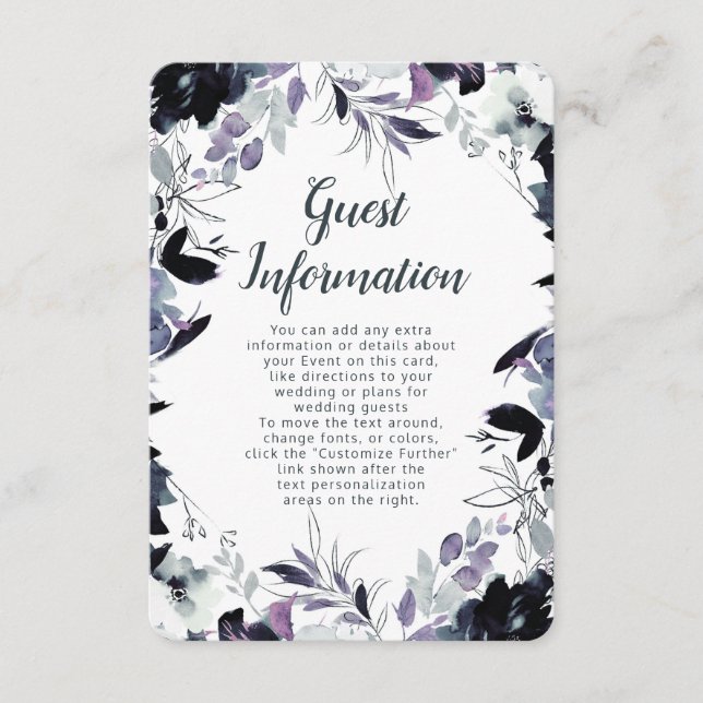 Tarjeta De Recepción Información del Boda fronterizo de la Marina Flora (Anverso)