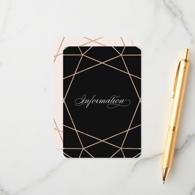 Tarjeta De Recepción Información del Boda geométrico moderno Diamond Ge (Anverso/Reverso In Situ)