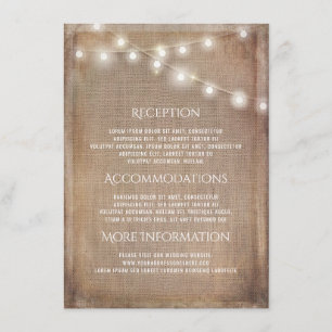 Tarjeta De Recepción Información del Boda sobre la Rústica Cadena Burla