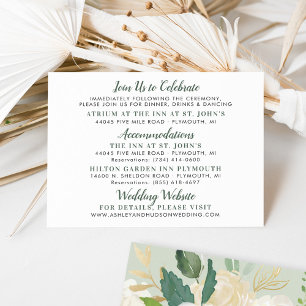 Tarjeta De Recepción Información del fin de semana de la boda floral sa