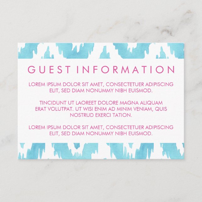 Tarjeta De Recepción Información del invitado de Blue Ikat (Anverso)