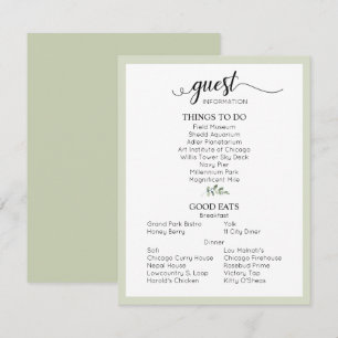 Tarjeta De Recepción Información del invitado sobre el Boda verde sabio